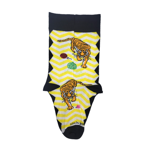 Tiger Playing with Toys Socks from the Sock Panda (Adult Medium - Women's Shoe Sizes 5-10)