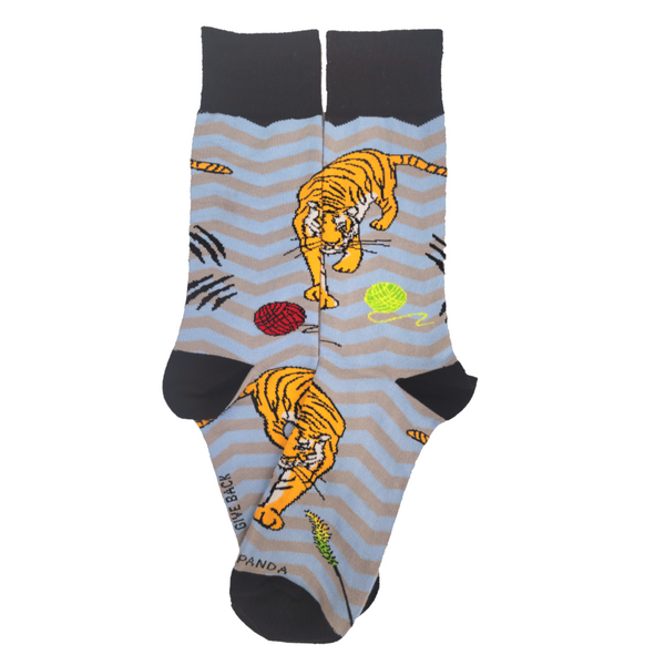 Tiger Playing with Toys Socks from the Sock Panda (Adult Large)