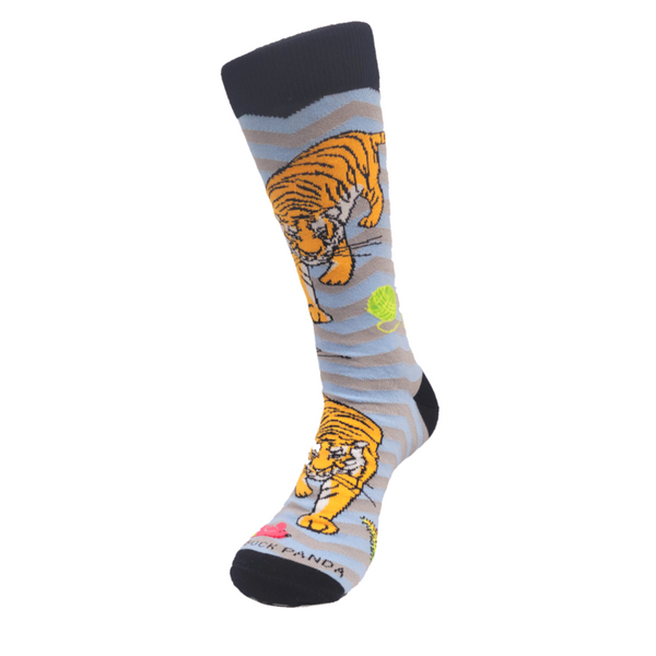 Tiger Playing with Toys Socks from the Sock Panda (Adult Large)
