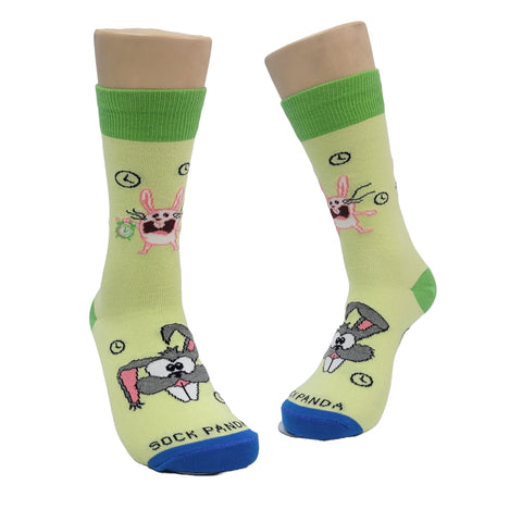 Time Bunny Rabbit Socks from the Sock Panda (Adult Small -  Shoe Sizes 2-5)