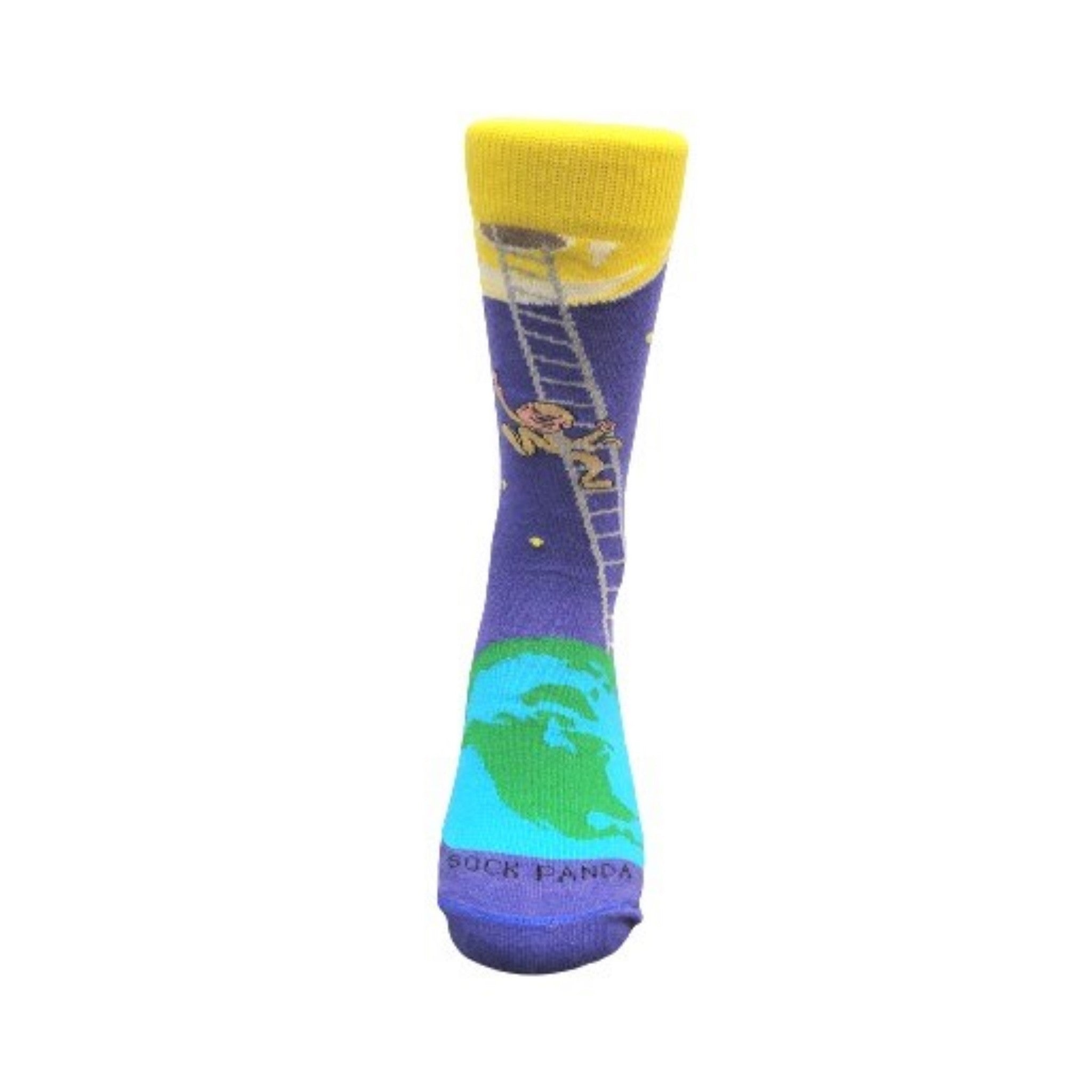 It is Good to Dream - Monkey Climbing Ladder to the Moon Socks from the Sock Panda (Adult Small)