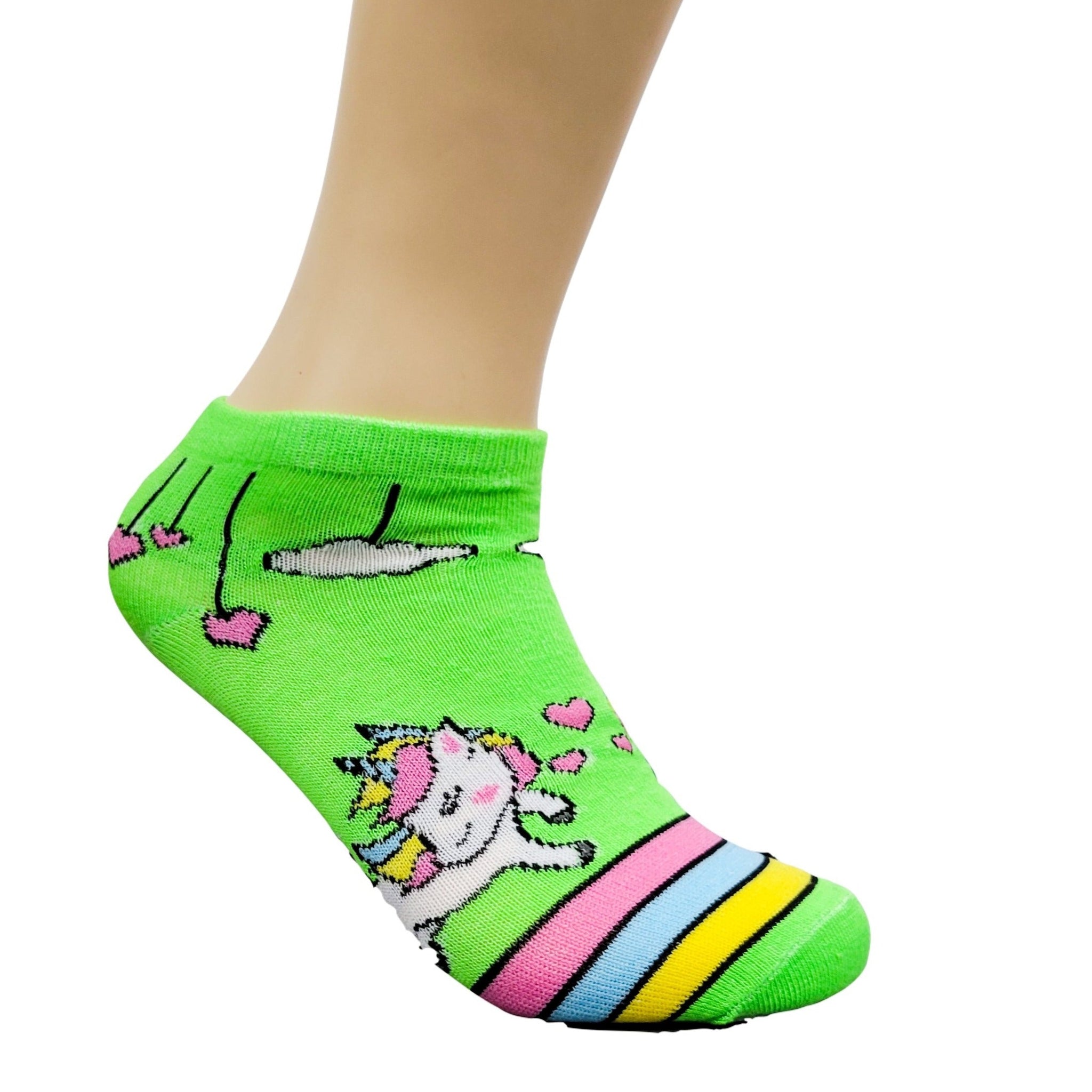 Unicorn Ankle Rainbow Socks (Adult Medium - Women's Shoe Sizes 5-10)