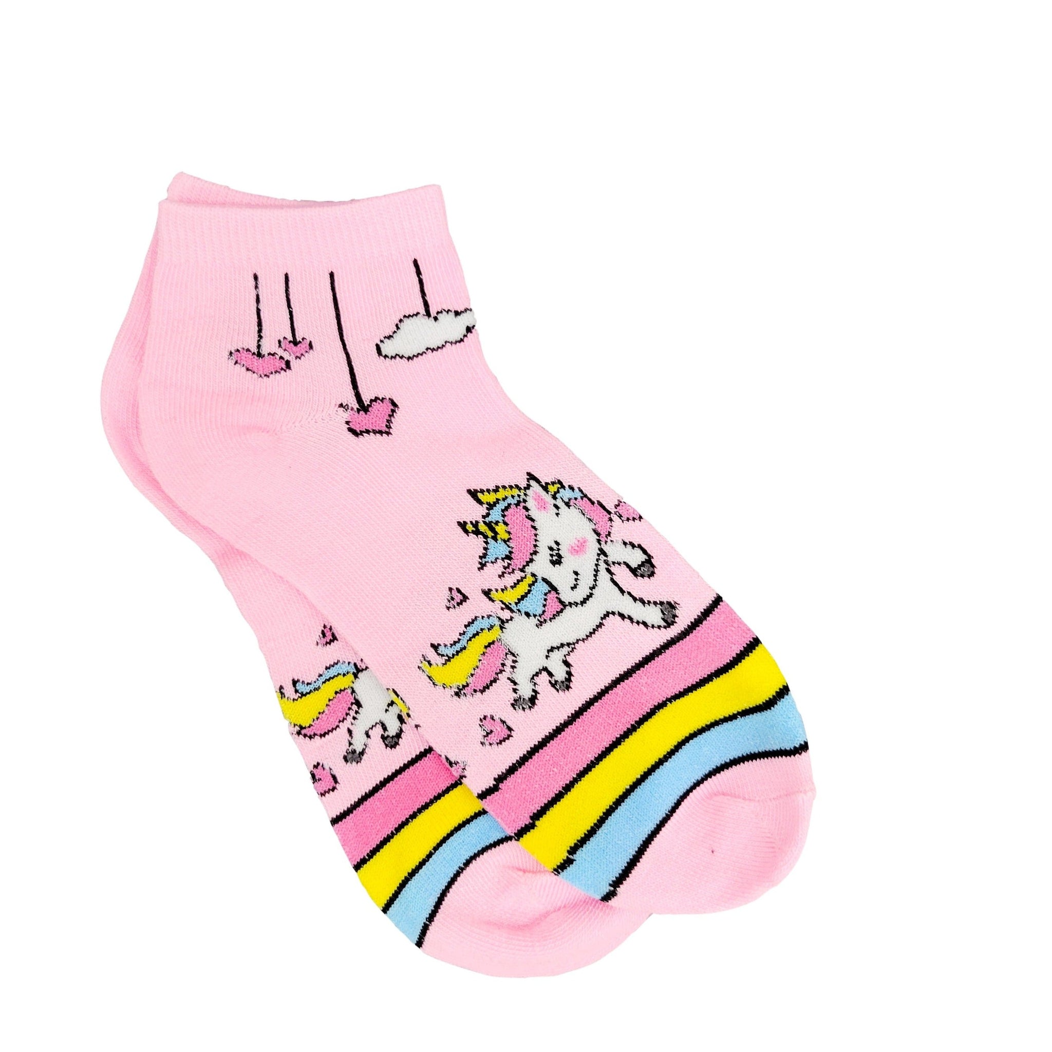 Unicorn Ankle Rainbow Socks (Adult Medium - Women's Shoe Sizes 5-10)