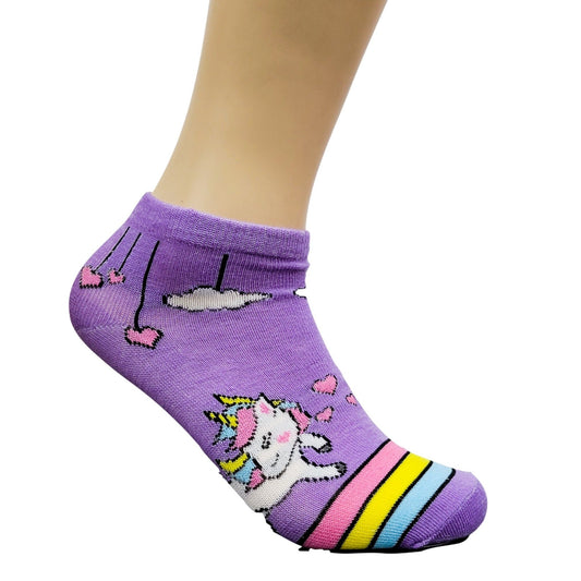 Unicorn Ankle Rainbow Socks (Adult Medium - Women's Shoe Sizes 5-10)