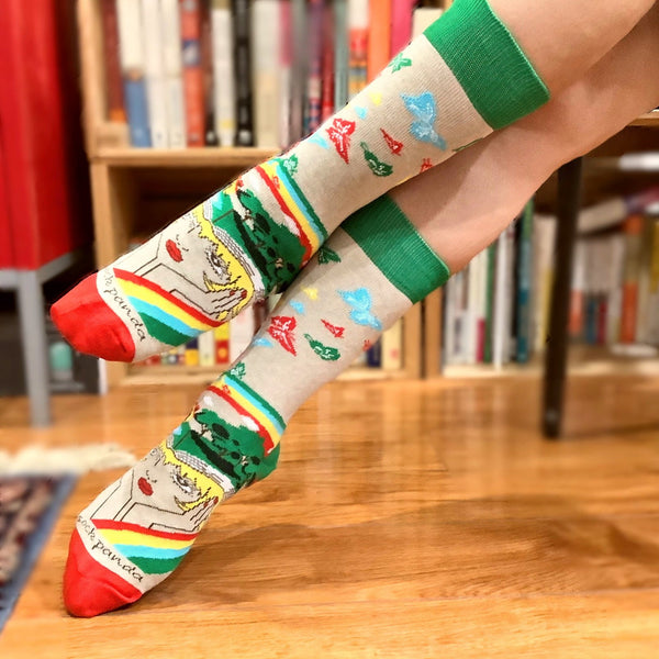 A Book Lovers Dream Sock with Butterflies from the Sock Panda