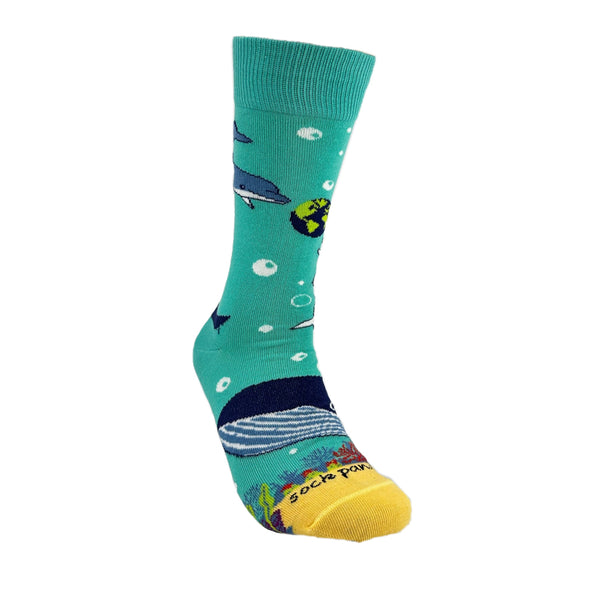 Dolphins and the Earth Socks from the Sock Panda (Adult Medium)