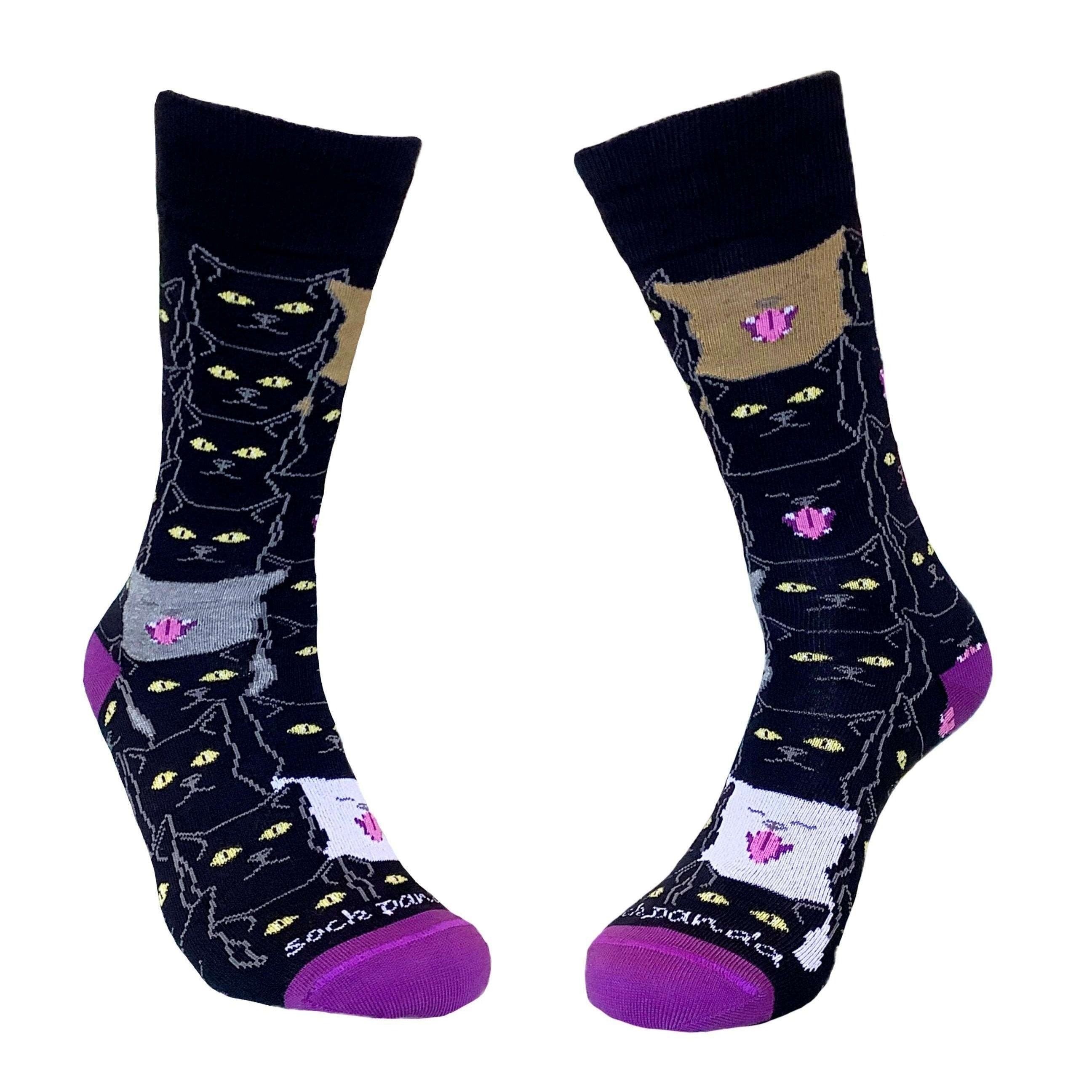 Cool Black Cat Pattern Socks from the Socks Panda