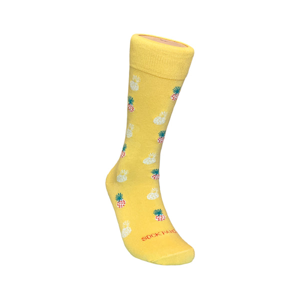 Yellow Pineapple Patterned Socks from the Sock Panda (Adult Medium)