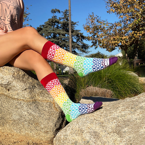 Rainbow Flower Pattern Socks from the Sock Panda (Adult Medium)