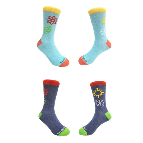 Winter Blossom Kids Socks (Ages 3-7) - Denim or Light Blue