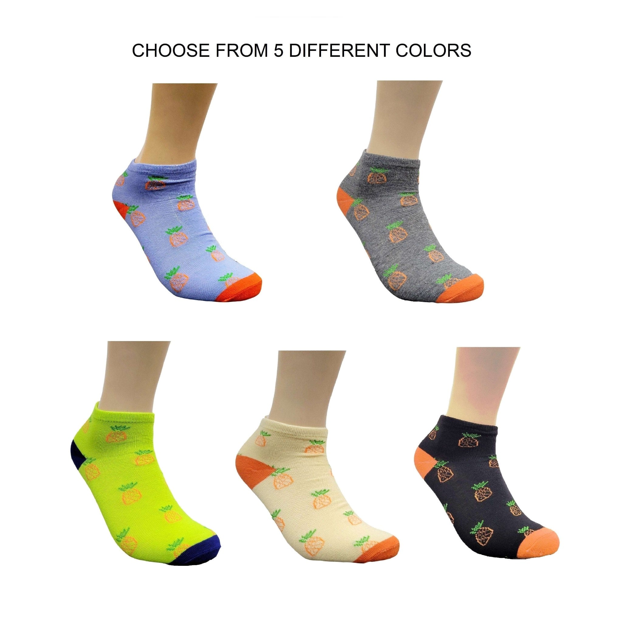 Fun Pineapple Patterned Ankle Socks (Adult Medium - Women's Shoe Sizes 5-10)