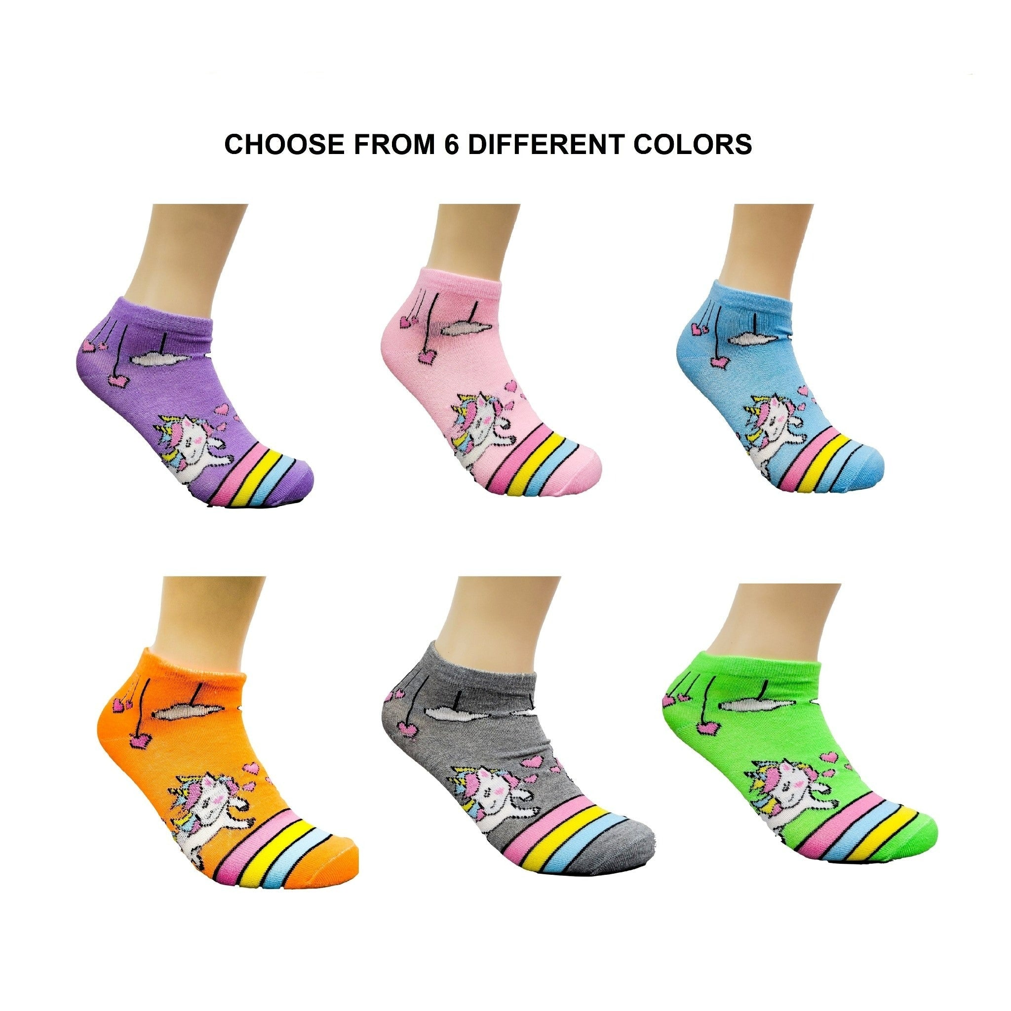 Unicorn Ankle Rainbow Socks (Adult Medium - Women's Shoe Sizes 5-10)