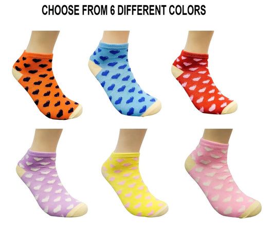 Adorable Heart Patterned Ankle Socks (Adult Medium - Women's Shoe Sizes 5 - 10) Ankle Heart Blue