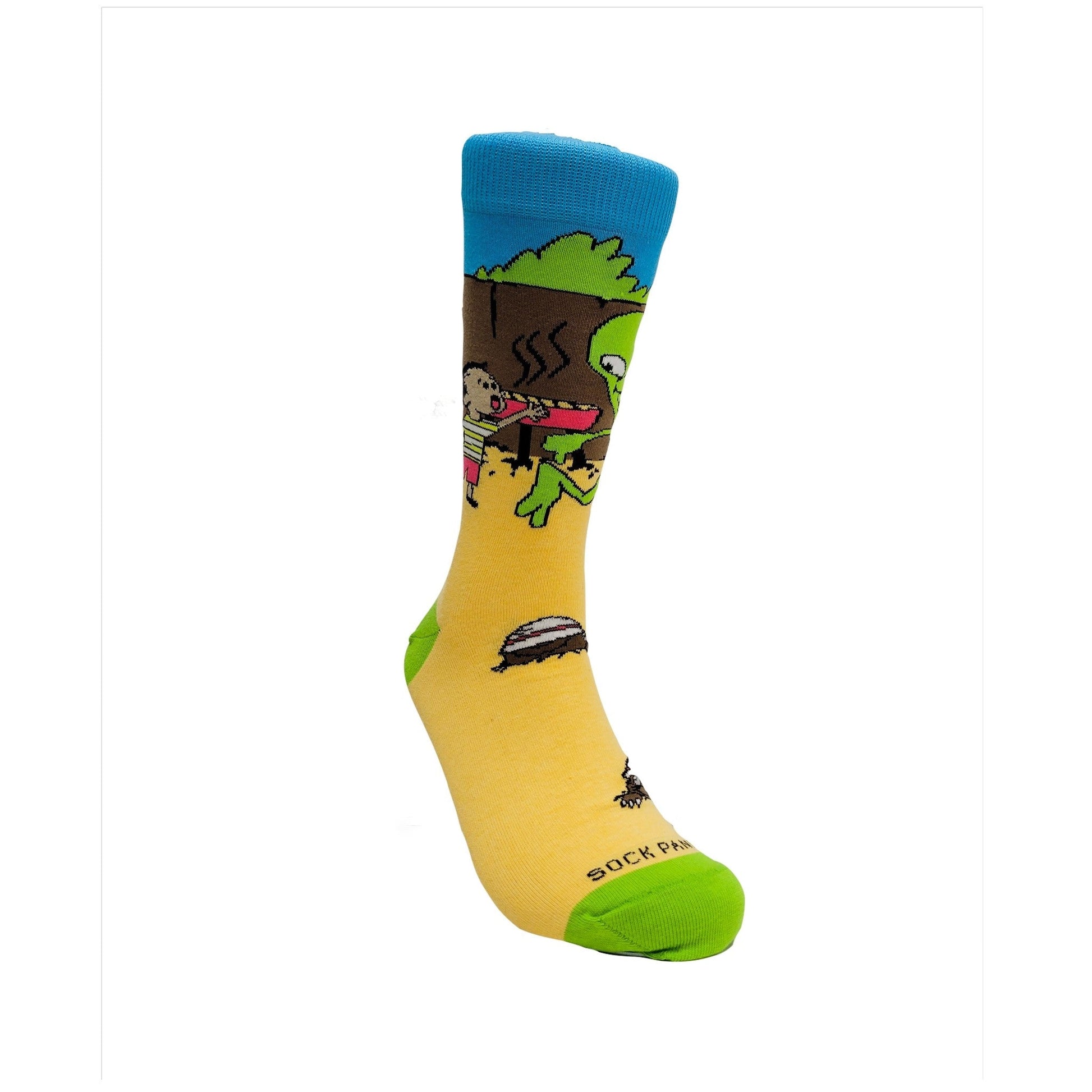 Alien Stealing a Hamburger at a BBQ Socks from the Sock Panda