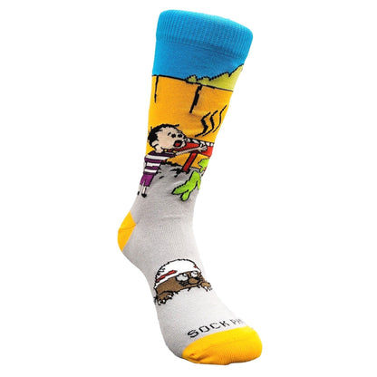 Alien Stealing a Hamburger at a BBQ Socks from the Sock Panda (Adult Small - Shoe Sizes 2 - 5)