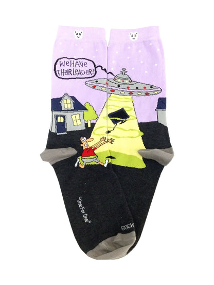 Alien UFO Abduction Socks (Adult Medium - Women's Shoe Sizes 5 - 10)