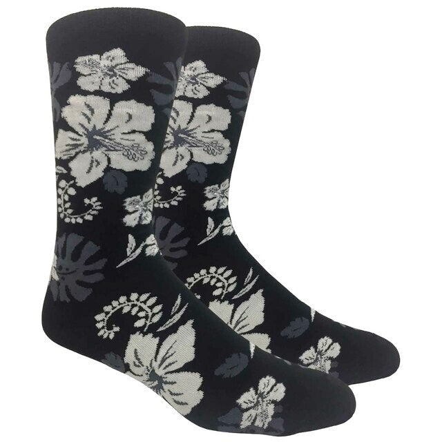 Aloha Hawaiian Floral Hibiscus Pattern Socks (Adult Large)