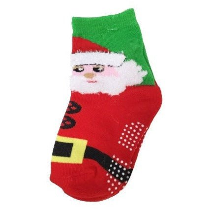 Santa Claus Socks with Fuzzy Beard for Kids (Ages 1-2 & 3-5, 5-7)