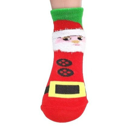 Santa Claus Socks with Fuzzy Beard for Kids (Ages 1-2 & 3-5)