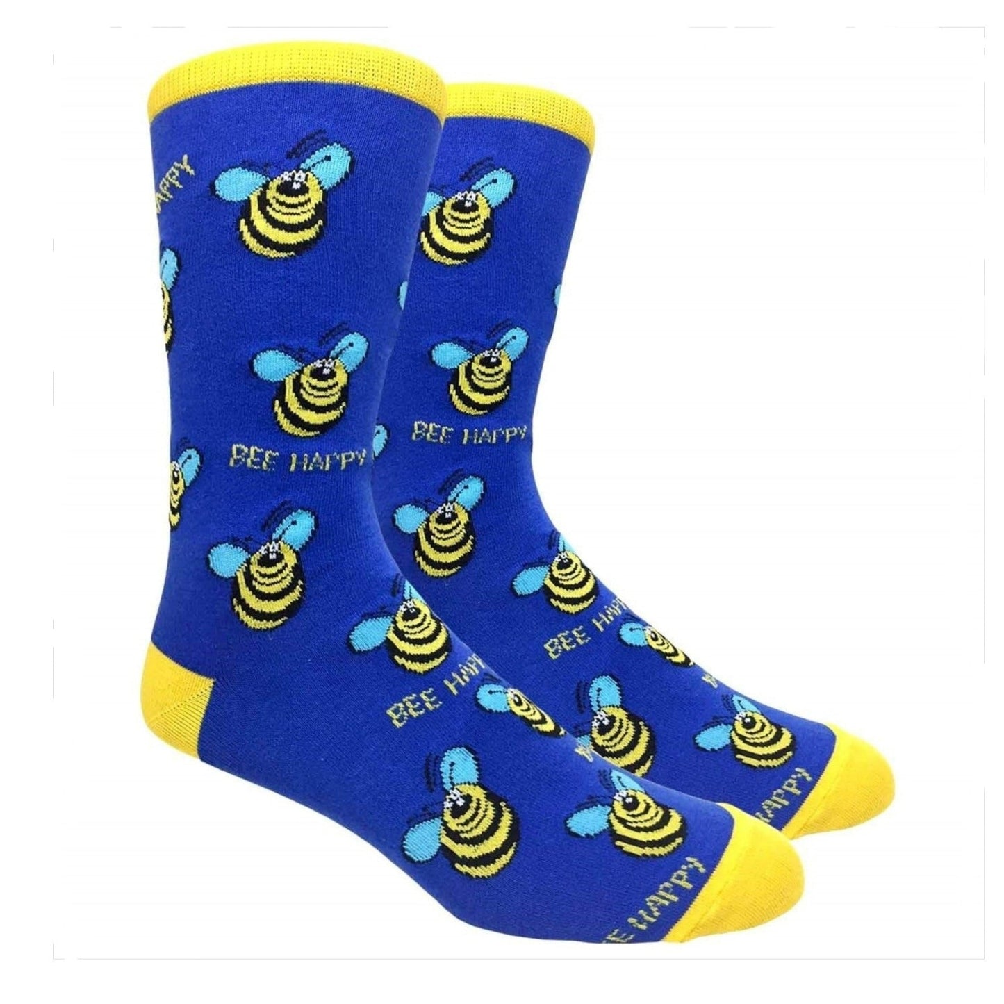 Bee Happy Socks (Adult Large - Men's Shoe Sizes 8 - 12)