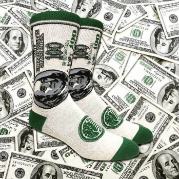 Benjamin Franklin 100 Dollar Bill Socks (Adult Large)