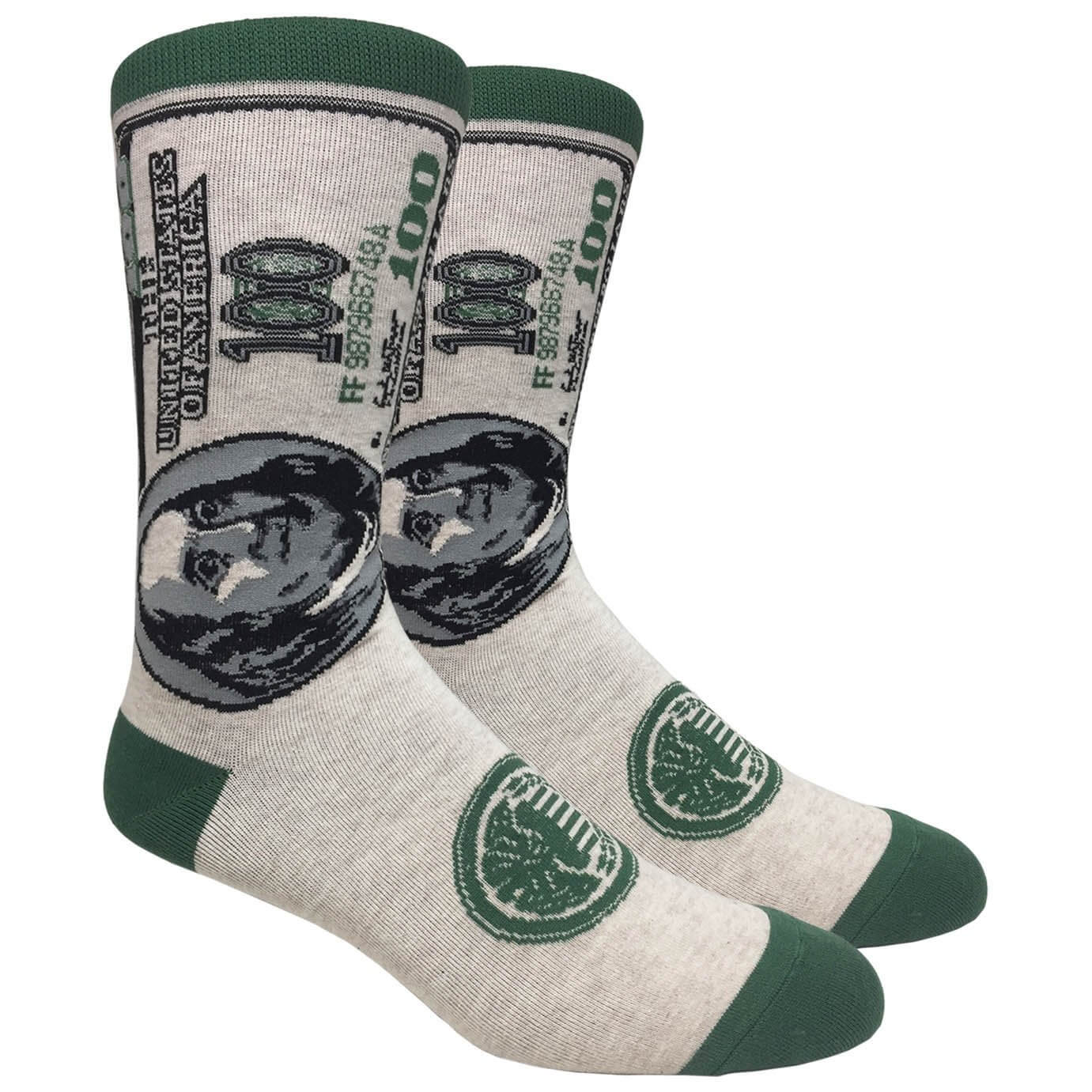 Benjamin Franklin 100 Dollar Bill Socks (Adult Large)