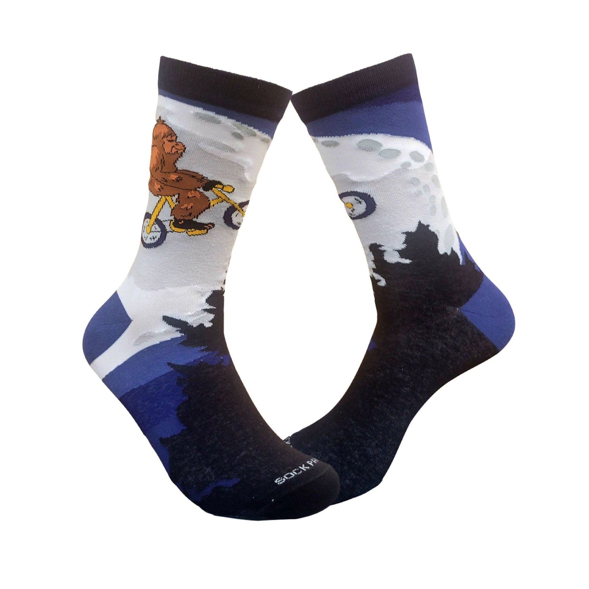 Big Foot Riding a Bike by the Moon Socks from the Sock Panda (Adult Medium - Women's Shoe Sizes 5 - 10)
