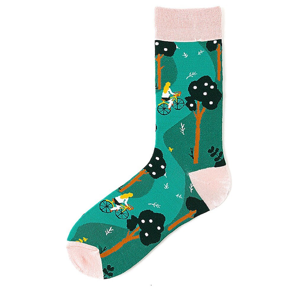 Bike Ride in the Park Socks from the Sock Panda (Adult Medium - Women's Shoe Sizes 5 - 10)