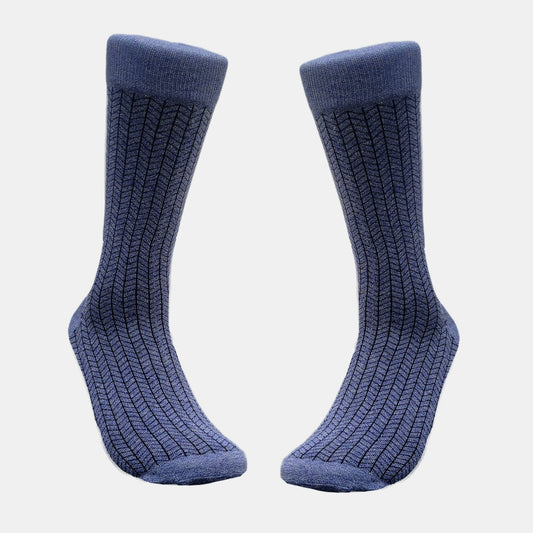 Blue Intricate Patterned Office Socks (Adult Large - Men's Shoe Sizes 8 - 12)