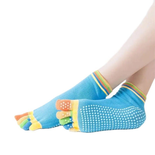 Blue Yoga Rainbow Toe Socks (Adult Medium - Women's Shoe Sizes 5 - 10)