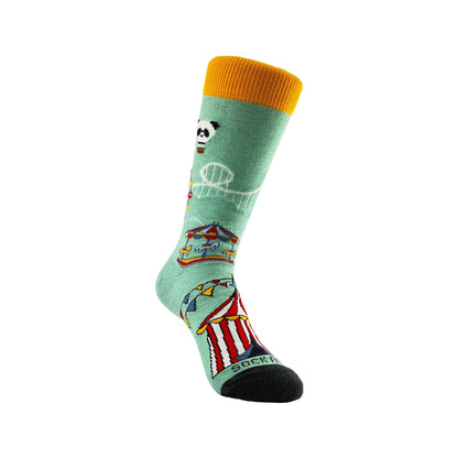 Circus Scene Roller Coaster Socks from the Sock Panda (Adult Small - Shoe Sizes 2 - 5)