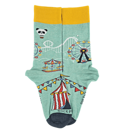 Circus Scene Roller Coaster Socks from the Sock Panda (Adult Small - Shoe Sizes 2 - 5)