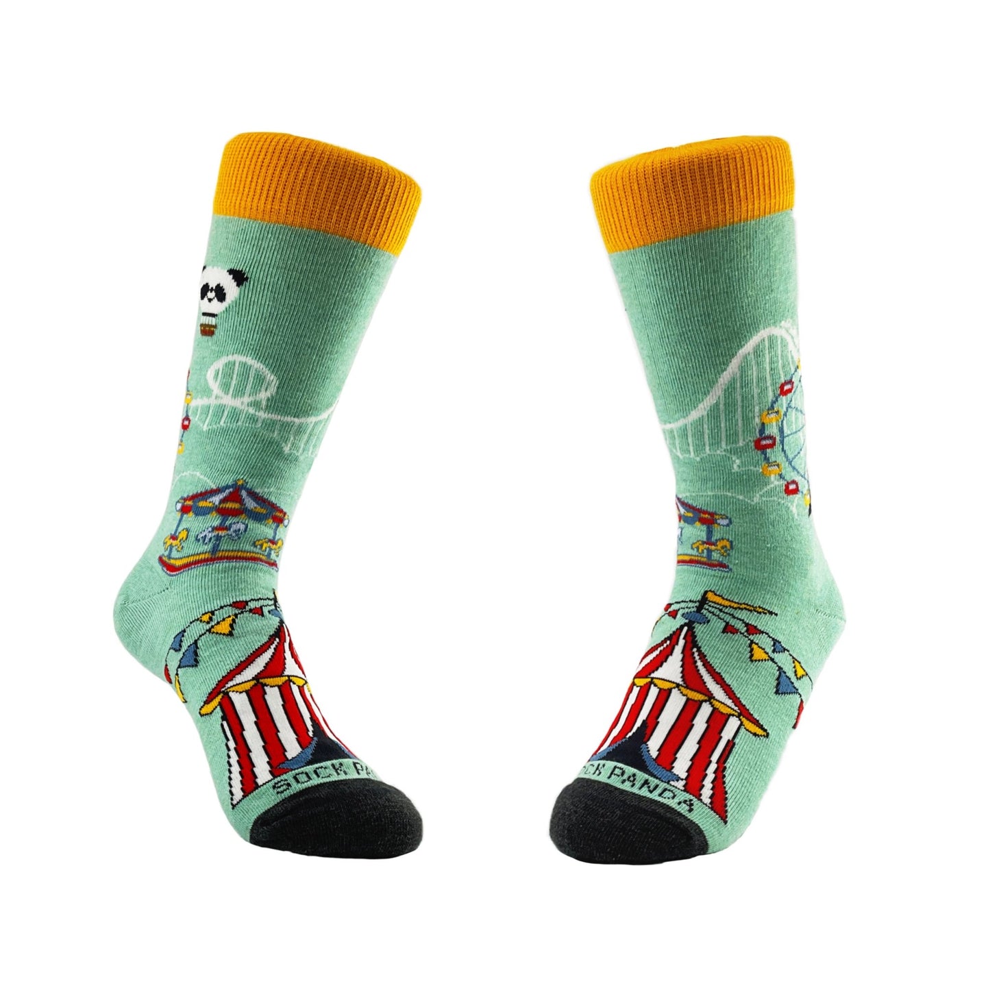 Circus Scene Roller Coaster Socks from the Sock Panda (Adult Small - Shoe Sizes 2 - 5)