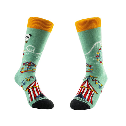 Circus Scene Roller Coaster Socks from the Sock Panda (Adult Small - Shoe Sizes 2 - 5)