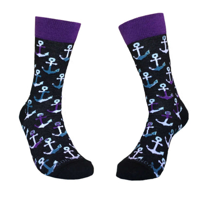 Colorful Anchor Pattern Socks (Adult Medium - Women's Shoe Sizes 5 - 10)