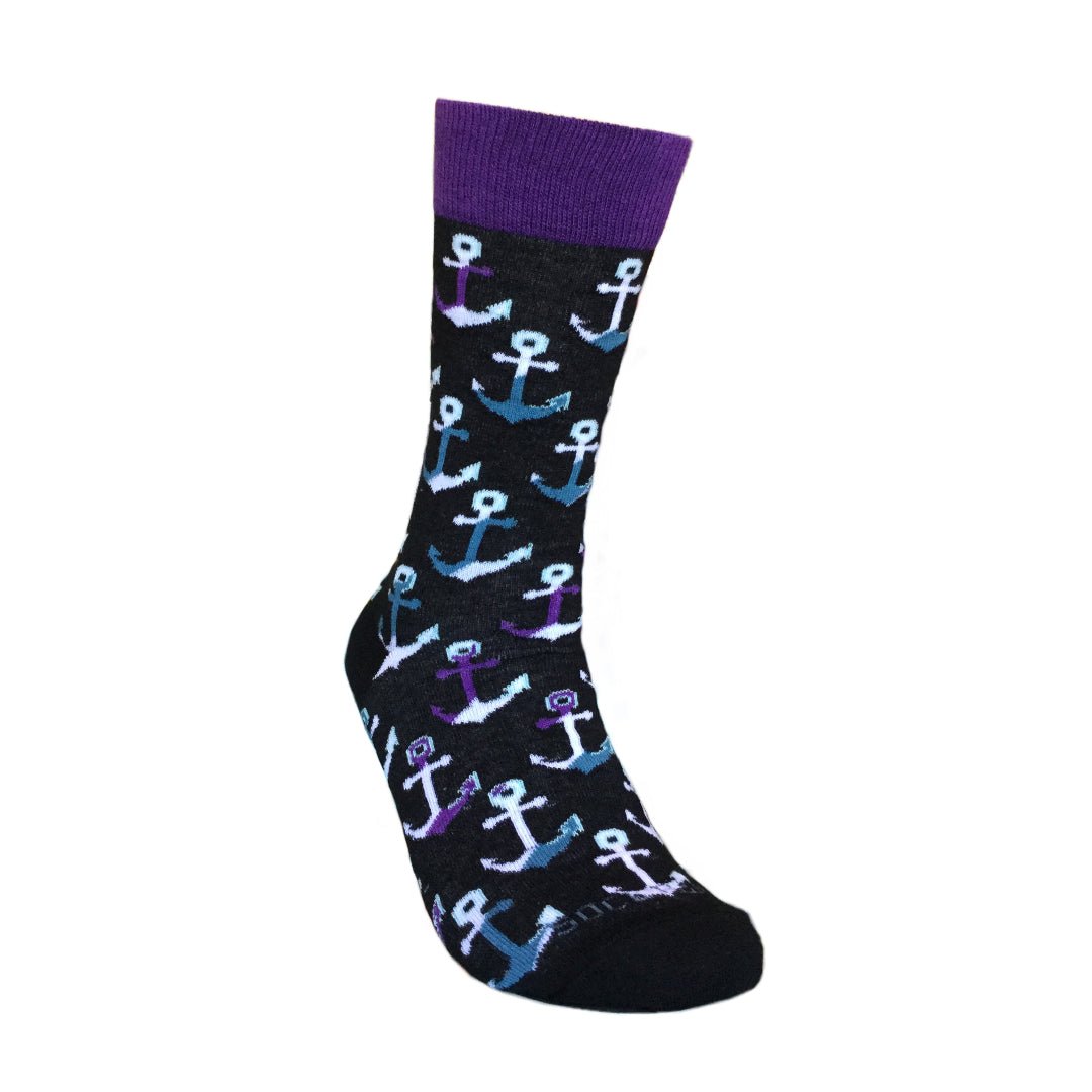 Colorful Anchor Pattern Socks (Adult Medium - Women's Shoe Sizes 5 - 10)