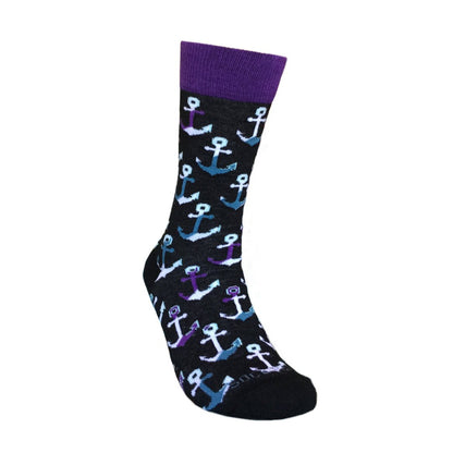 Colorful Anchor Pattern Socks (Adult Medium - Women's Shoe Sizes 5 - 10)