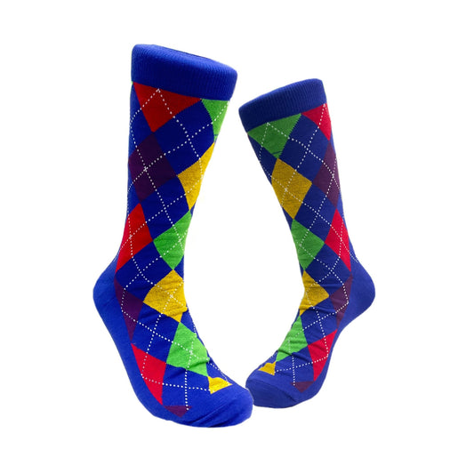 Colorful Argyle Patterned Office Socks (Adult Large - Men's Shoe Sizes 8 - 12)
