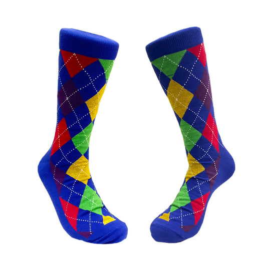 Colorful Argyle Patterned Office Socks (Adult Large - Men's Shoe Sizes 8 - 12)