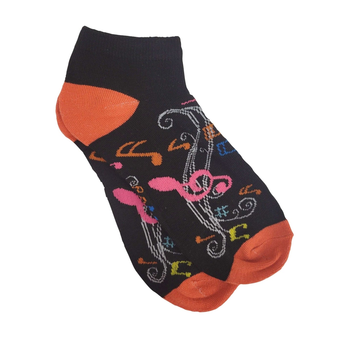 Colorful Music Note Pattern Ankle Socks (Adult Medium - Women's Shoe Sizes 5 - 10)