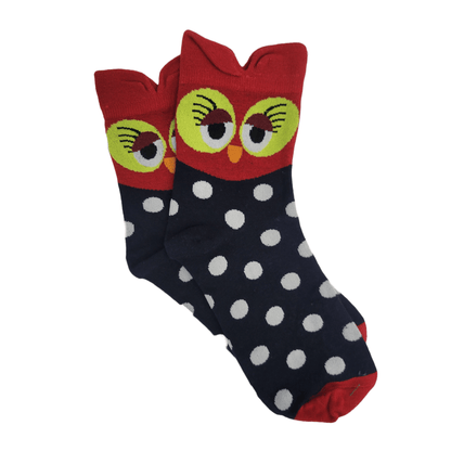 Colorful Owl Crew Socks (Adult Medium - Women's Shoe Sizes 5 - 10)