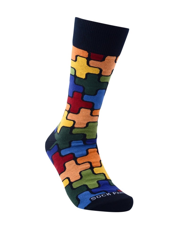 Colorful Puzzle Pattern Socks from the Sock Panda (Adult Large)