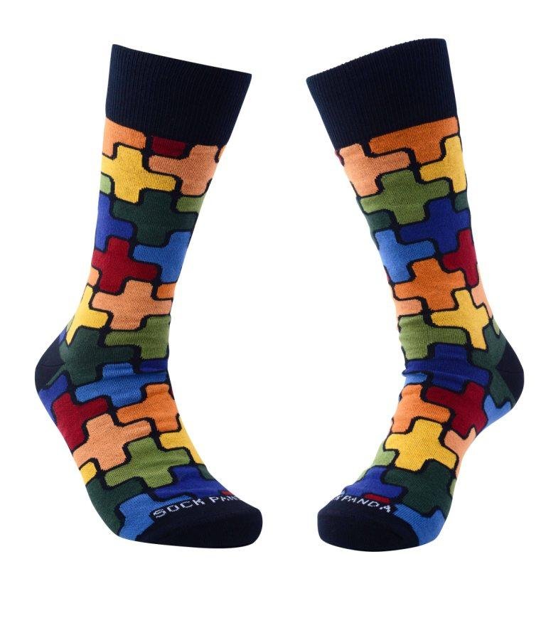Colorful Puzzle Pattern Socks from the Sock Panda (Adult Large)