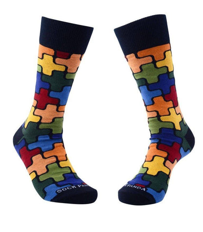 Colorful Puzzle Pattern Socks from the Sock Panda (Adult Large)
