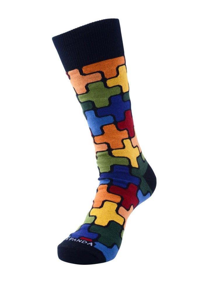 Colorful Puzzle Pattern Socks from the Sock Panda (Adult Large)