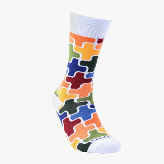 Colorful Puzzle Socks from the Sock Panda (Adult Small - Shoe Sizes 2 - 5)