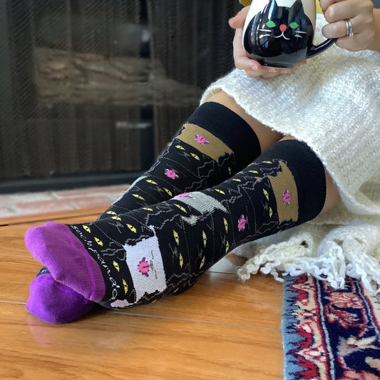 Cool Black Cat Pattern Socks from the Socks Panda (Adult Medium)