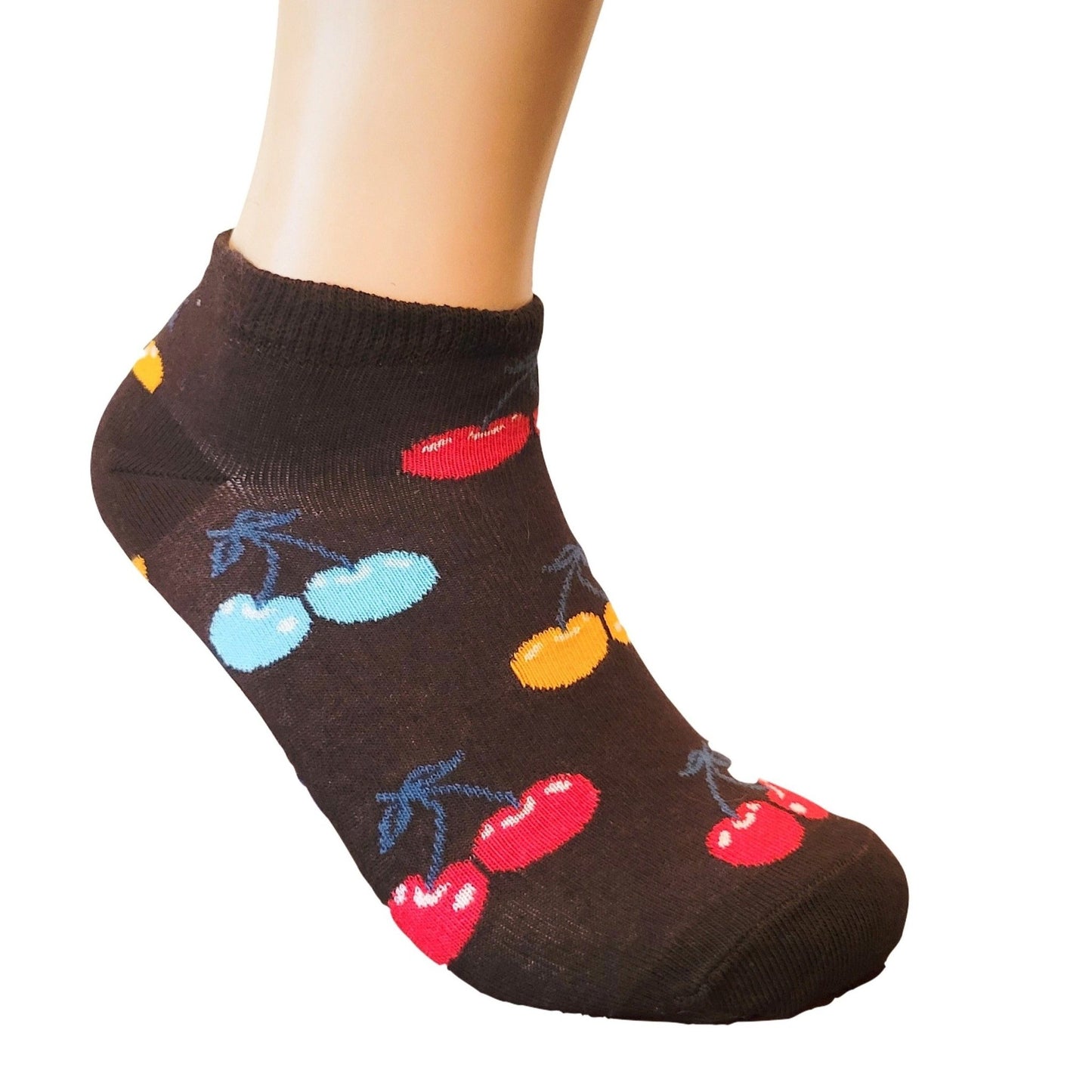 Cute Cherry Patterned Ankle Socks (Adult Medium - Women's Shoe Sizes 5 - 10)