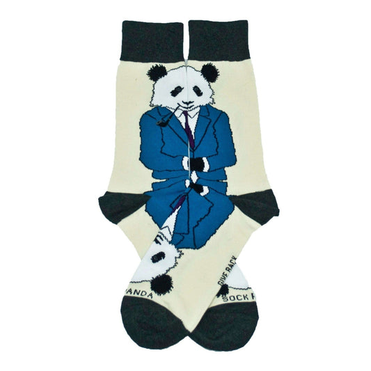 Dignified Reflective Panda Wearing a Suit Socks (Adult Large - Men's Shoe Sizes 8 - 12)