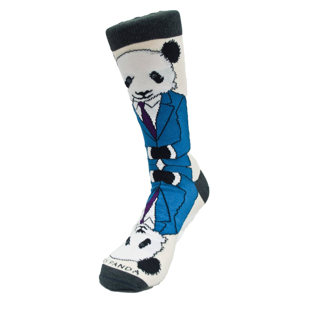 Dignified Reflective Panda Wearing a Suit Socks (Adult Large - Men's Shoe Sizes 8 - 12)
